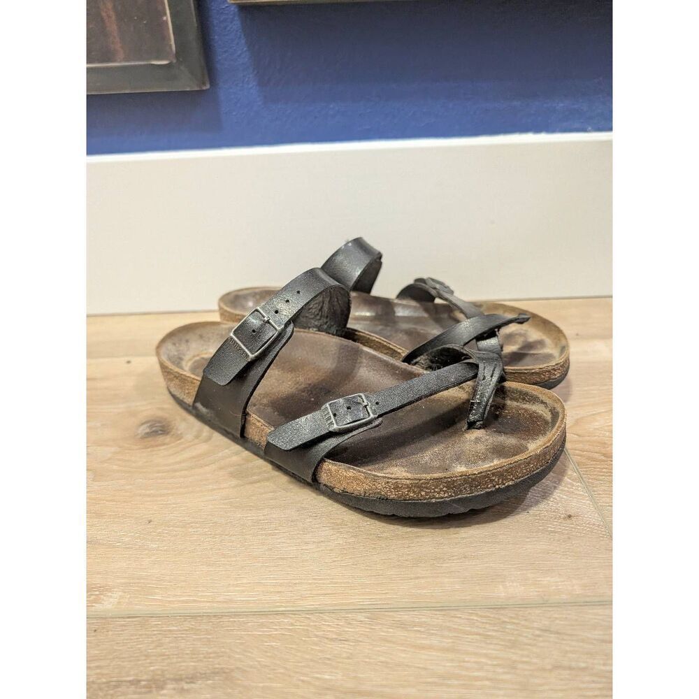Birkenstock Mayari Black Leather Sandals 39 8-8.5 Regular Wide Repair Project